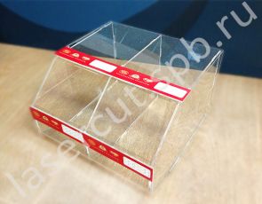 Куб прилавочный, акрил прозрачный, наклейка
